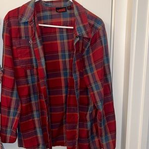 Red, blue and yellow men’s flannel